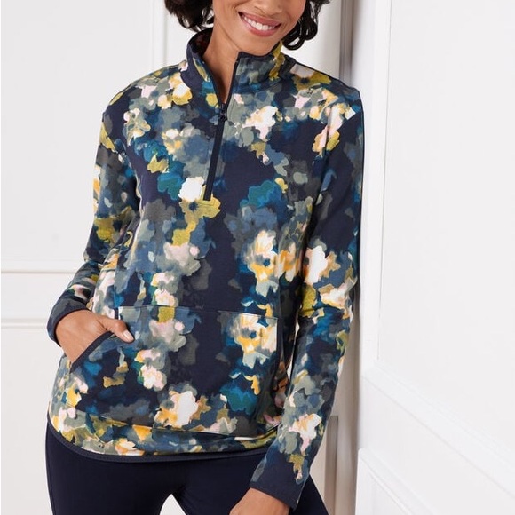 Talbots Tops - T By Talbots Half Zip Pullover Blurred Floral